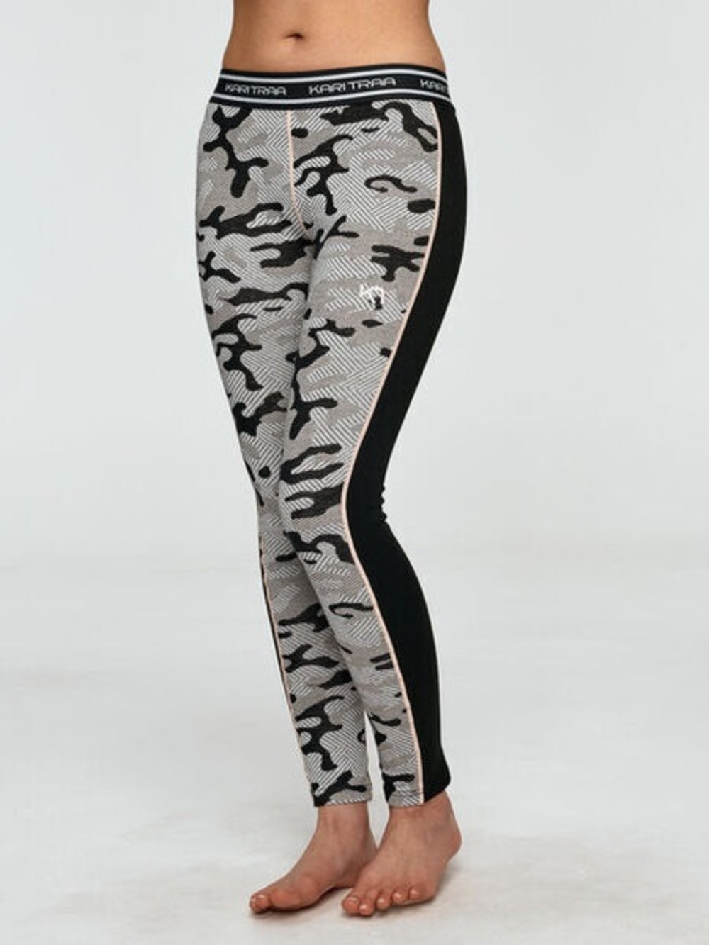 Kari Traa Base Layer Leggings Size Small Kongle Wool Black Pink Print Cold